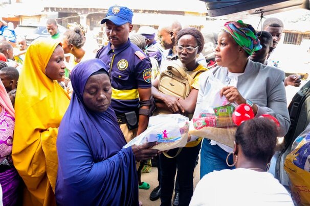 Community members gathered for a meeting in Surulere